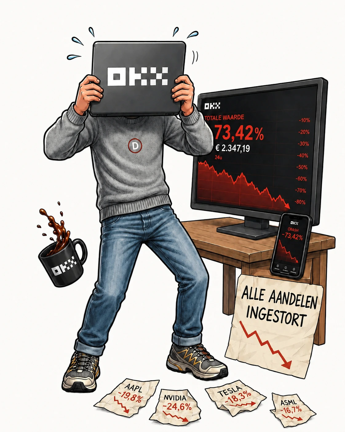 Daabstra kijkt liever even niet! Soms is de beste strategie: scherm voor je kop en hopen dat het overgaat.