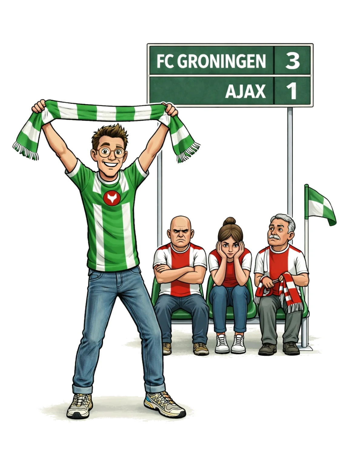 Om kwart voor zeven staat Groningen boven Ajax. Wie zegt van niet?